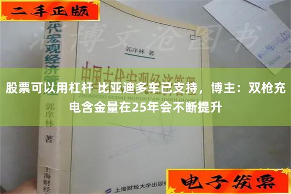 股票可以用杠杆 比亚迪多车已支持，博主：双枪充电含金量在25年会不断提升